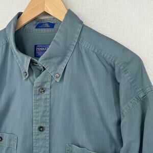 PENDLETON Shirt Mens XL Expedition Button Up Long Sleeve Twill Cotton Blue